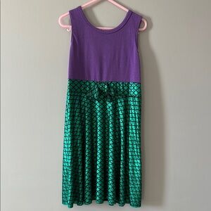 Ariel Inspired Mermaid Purple and Green Kids Dress
